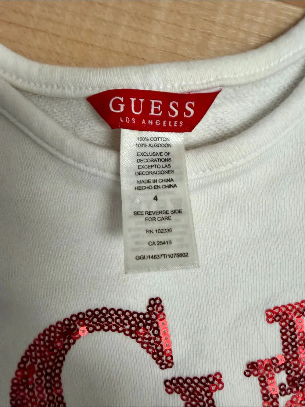 Guess Girls Sequin Logo Tee Dress Size 4 White Sparkle Side Stripe